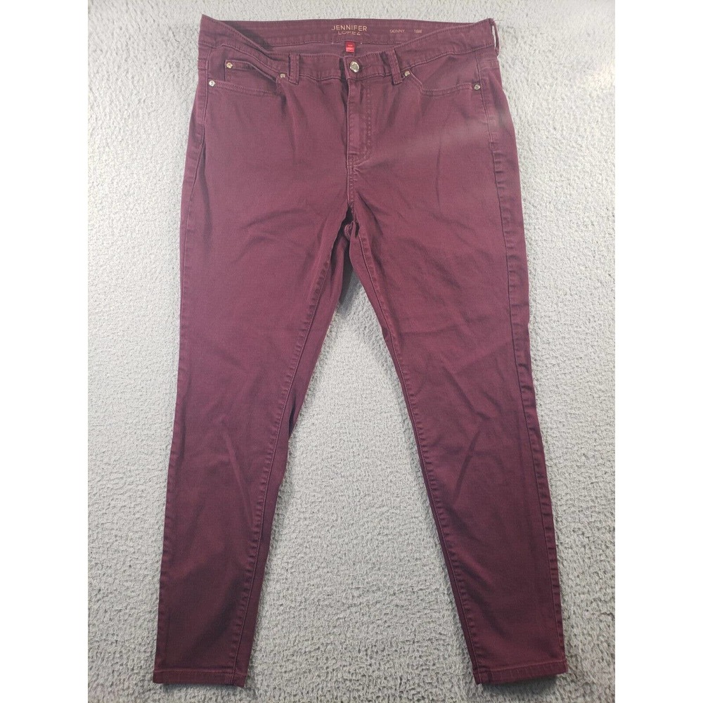 Jennifer Lopez Jeans Womens Size 16 W Skinny Burgundy Denim Jegging Casual 36x29